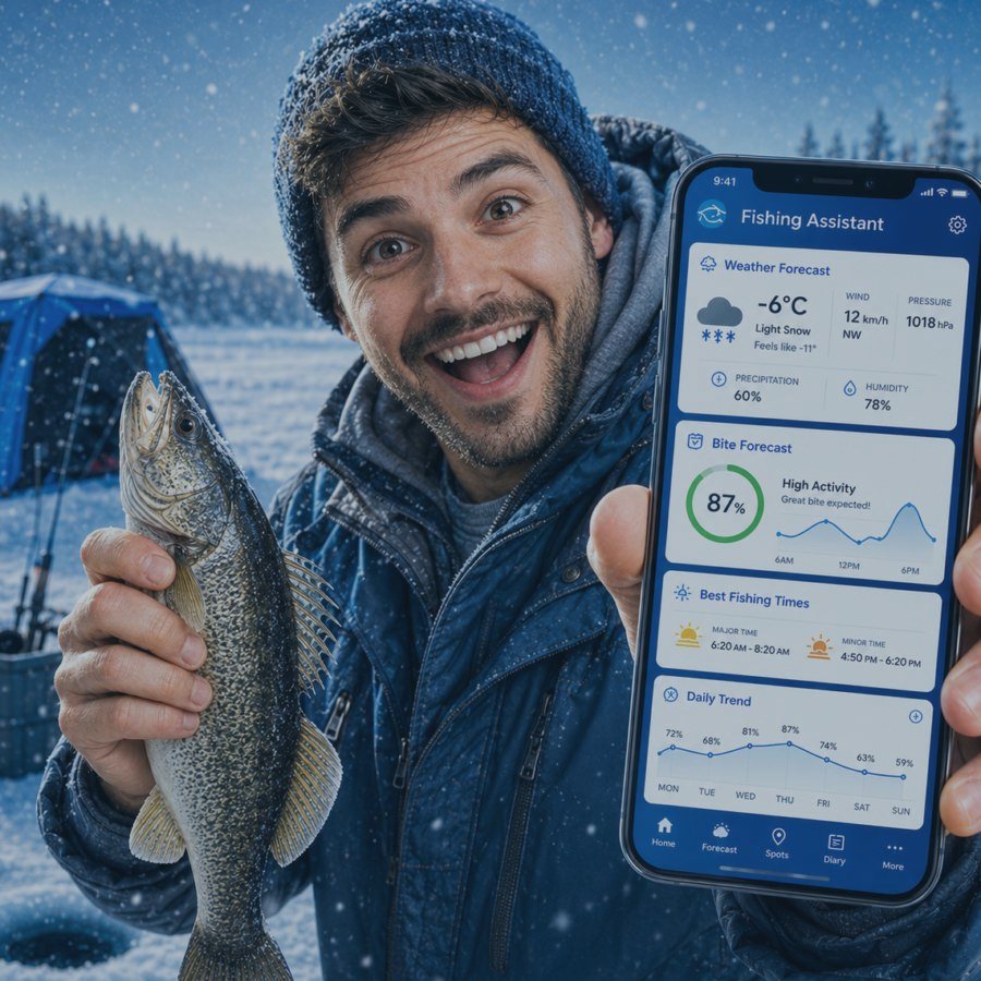 Angler using catch diary and fishing logbook